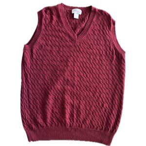 100% Merino wool long red vest